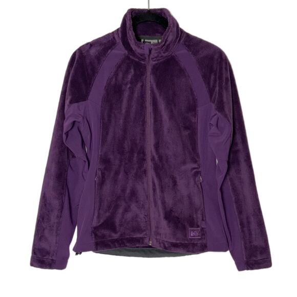 Rei Purple Plush Fleece Zip Up Jacket Mock Neck Women's XS Teddy Bear fuzzy - Picture 1 of 16